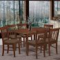 7pc Norfolk kitchen set, table with 6 wood seat dining chairs in mahogany. SKU#: NOFK7-MAH-W