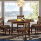 5pc Norfolk kitchen set, table with 4 dining chairs with padded seat in mahogany. SKU#: NOFK5-MAH-C
