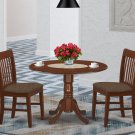 3pc kitchen Dublin round table drop leaf + 2 Norfolk padded chairs in mahogany. SKU: DLNO3-MAH-C