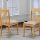 Set of 2 Norfolk dinette kitchen dining chairs with cushion seat in light oak finish. SKU: NFC-OAK-C