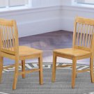 Set of 2 Norfolk dinette kitchen dining chairs with wooden seat in light oak finish. SKU: NFC-OAK-W