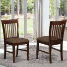 Set of 2 Norfolk dinette kitchen dining chairs with upholstered seat in mahogany. SKU: NFC-MAH-C