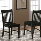 Set of  2 Norfolk dinette kitchen dining chairs with wooden seat in Black finish. SKU: NFC-BLK-W