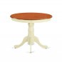 5pc Antique round table + 4 Plainville padded chairs in Buttermilk & Cherry SKU: ANPL5-WHI-C