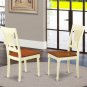 3pc Antique round table + 2 Plainville wood seat chairs, Buttermilk & Cherry SKU: ANPL3-WHI-W