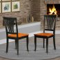 9pc Set Plainville Dining Table + 8 Avon Wood Seat Chairs in Cherry Black. SKU: PLAV9-BCH-W