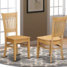 Set of 2 sturdy Vancouver kitchen dining chair w/ plain wood seat in oak finish, SKU: VAC-OAK-W