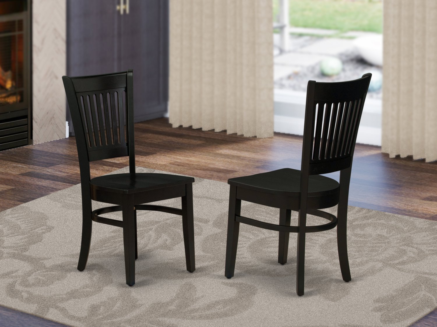 Set of 2 Vancouver kitchen dining chairs with wood seat in