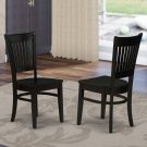 Set of 2 Vancouver dinette kitchen dining chairs with wood seat in black VAC-BLK-W