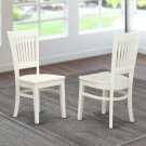 Set of 2 Vancouver dinette kitchen dining chairs non-padded wood seat in linen off-white VAC-LWH-W
