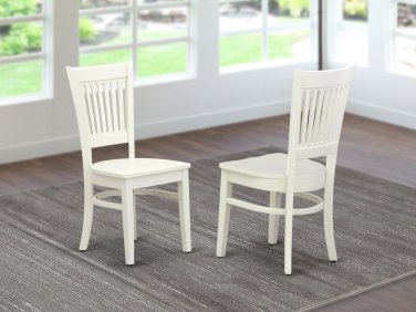 Set of 2 Vancouver dinette kitchen dining chairs non-padded wood seat in linen off-white VAC-LWH-W