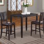 3pc Buckland rectangular counter height table + 2 faux leather seat chairs black, SKU: BUCK3-BLK-LC