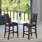 3pc Buckland rectangular counter height table + 2 faux leather seat chairs black, SKU: BUCK3-BLK-LC