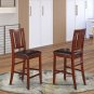 3pc Buckland rectangular counter height table + 2 leather seat chairs in mahogany, SKU# BUCK3-MAH-LC