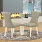 Set of 2 Gallatin parsons chairs w/ linen white finished legs & doeskin fabric SKU# GAP2T35