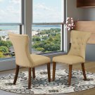 Set of 2 Gallatin parsons chairs w/ walnut finished legs & tan fabric padding SKU# GAP8T03