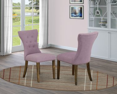 Set of 2 Gallatin parsons chairs w/ distressed Jacobean finished legs & Dahlia fabric SKU# GAP7T40