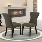 Set of 2 Gallatin parsons chairs w/ black finished legs & dark grey fabric SKU# GAP6T50