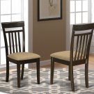 Set of 2 Capri kitchen dining chairs with microfiber upholstered in Cappuccino. SKU: EWCDC-CAP-C2