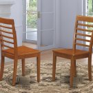 Set of 2 ladder back dining chairs with plain wood seat in saddle brown, SKU: MC-SBR-W