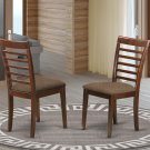 Set of 2 ladder back kitchen dining chairs w/ fabric upholstered in Mahogany, SKU: MC-MAH-W