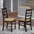 Set of 2 Parfait dinette dining chairs with fabric upholstered seat in black & cherry brown
