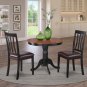 3PC Antique 36" Round Table with 2 Leather Upholstery Chairs in Black & Cherry. SKU: ANT3-BLK-LC