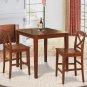 3-PC Square Counter Height Table Pub Set with 2 Wood Seat Chairs in Dark Brown, SKU#: PUB3-BRN-W