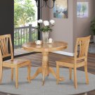 3-PC Antique Round Dinette Table with 2 Chairs in Oak Color. SKU#: ANAV5-OAK-W