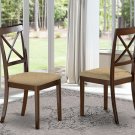 Set of 2 Boston dinette kitchen dining chairs w/ fabric padded seat in cappuccino SKU# BOC-CAP-C