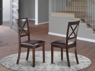 Set of 2 Boston dinette kitchen dining chairs w/ faux leather padded in cappuccino SKU# BOC-CAP-LC