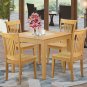 5pc Oxford dinette set, 36x36 square table with 4 wood seat chairs light oak OXPO5-OAK-W