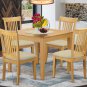 5pc Oxford dinette set, 36x36 square table with 4 upholstered chairs light oak OXPO5-OAK-C