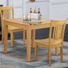 3pc Oxford dinette set, 36x36 square table with 2 wood seat chairs light oak OXPO3-OAK-W