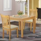 3pc Oxford dinette set, 36x36 square table with 2 upholstered chairs light oak OXPO3-OAK-C