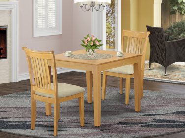 3pc Oxford dinette set, 36x36 square table with 2 upholstered chairs light oak OXPO3-OAK-C
