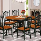 7pc Oval dining table with 6 Dover wood chairs cherry black SKU# KEDO7-BCH-W
