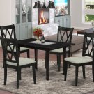 5pc Norfolk kitchen set, table with 4 padded chairs in black. SKU#: NOCL5-BLK-C