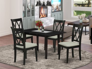 5pc Norfolk kitchen set, table with 4 padded chairs in black. SKU#: NOCL5-BLK-C