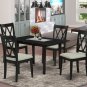5pc Norfolk kitchen set, table with 4 padded chairs in black. SKU#: NOCL5-BLK-C