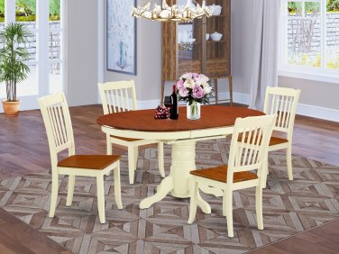 5pc Dining Set, Kenley oval pedestal table + 4 Danbury chairs buttermilk cherry KEDA5-BMK-W