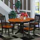 5pc Dining Set, Kenley oval pedestal table + 4 Danbury chairs black and cherry KEDA5-BCH-W