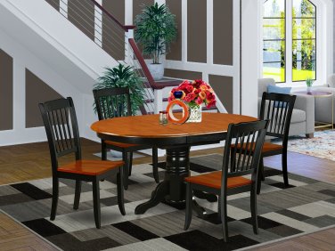 5pc Dining Set, Kenley oval pedestal table + 4 Danbury chairs black and cherry KEDA5-BCH-W