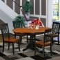 5pc Dining Set, Kenley oval pedestal table + 4 Danbury chairs black and cherry KEDA5-BCH-W