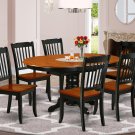 7pc Dining Set, Kenley oval pedestal table + 6 Danbury chairs black and cherry KEDA7-BCH-W