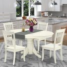 5pc Dining Set, Avon oval pedestal table + 4 Danbury dining chairs in linen white AVDA5-LWH-W