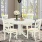 5pc Dining Set, Avon oval pedestal table + 4 Danbury padded dining chairs in linen white AVDA5-LWH-C