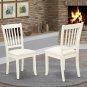 5pc Dining Set, Avon oval pedestal table + 4 Danbury padded dining chairs in linen white AVDA5-LWH-C