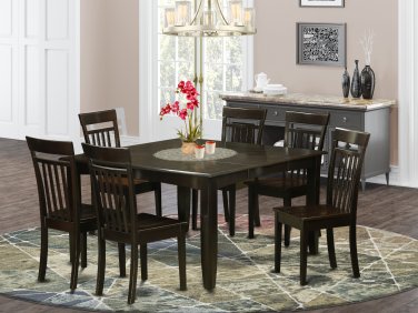 Parfait 7pc Dining Set- 54x54 Dining Table + 6 wood chairs cappuccino finish PFCA7-CAP-W