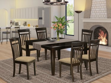 Parfait 7pc Dining Set- 54x54 Dining Table + 6 padded chairs cappuccino finish PFCA7-CAP-C